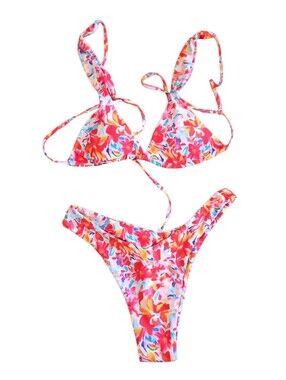 Soly Hux Floral Triangle String Bikini -medium